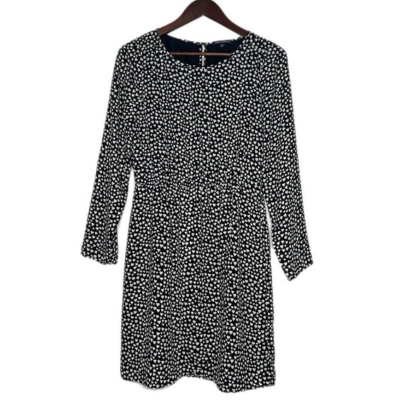 J Crew Mercantile Black White Heart Print Long Sleeve Dress - Picture 2 of 7